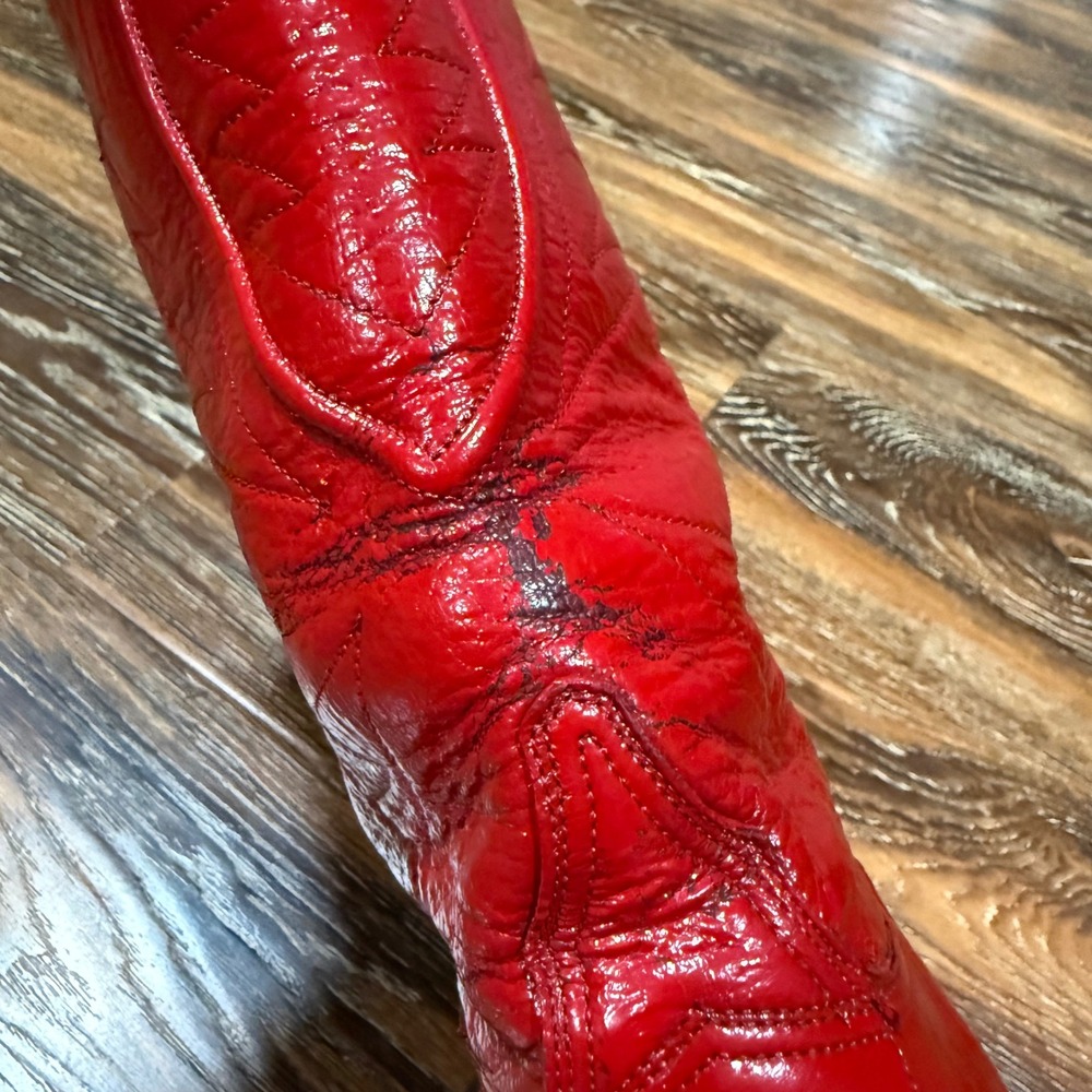 Lucchese 6.5B Western Cowboy Boots Womens Red Leather Vintage San Antonio - Picture 6 of 16